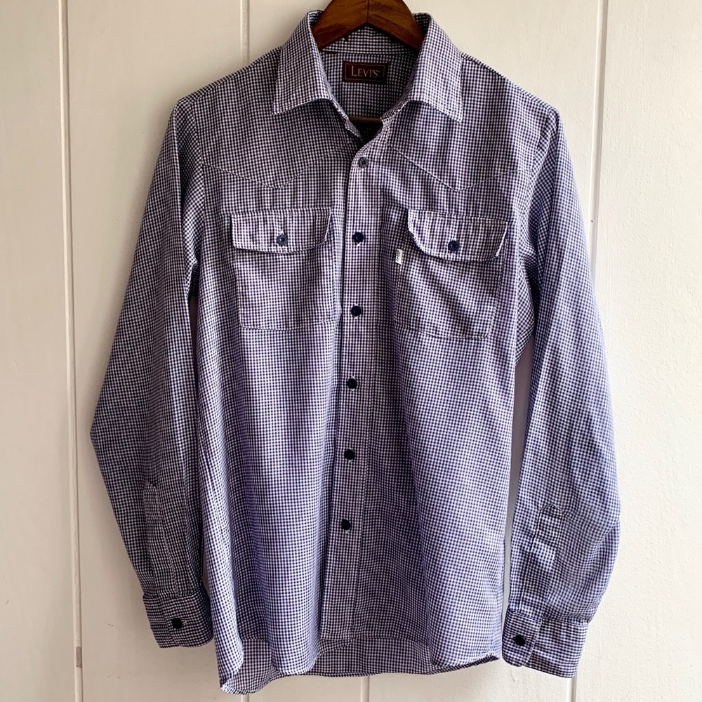 70s Vintage Levi’s Gingham White Tab Button Down